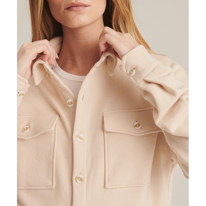 NAADAM Unisex Unisex Terry Shirt Jacket, Ecru,Large