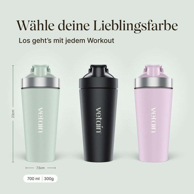 VETAIN Stainless Steel Shaker 700 ml - 100% Leak-Proof -