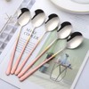 5-pieces Soup Dinner Spoon 8-Inch Rose Gold Metal Korean Spoon
