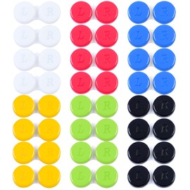 Elcoho 24 Pack Contact Lens Cases Contact Lens Holder Box Left/Right Eyes Contact Lens Container, 4 Colors