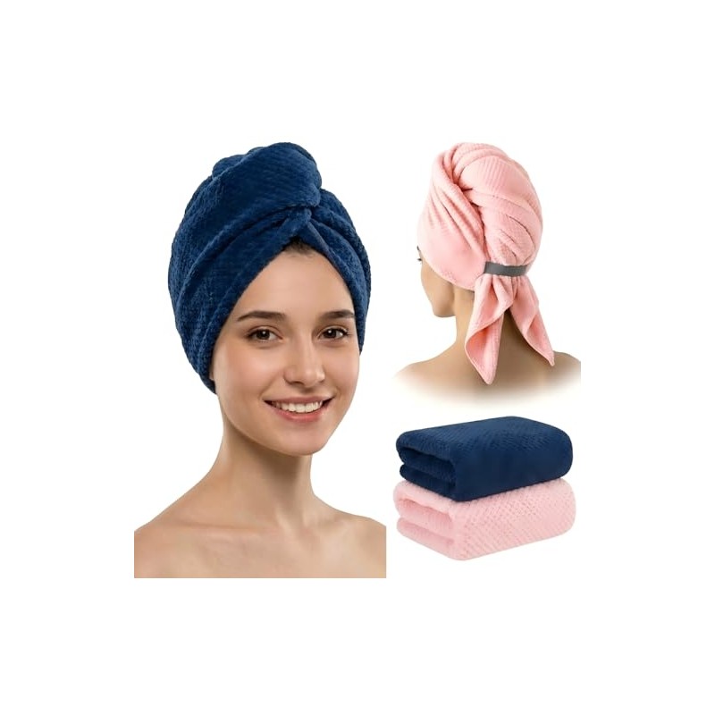 Paquete de 2 toallas de microfibra para el cabello, de