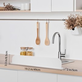 AIZOE Silicone Sink Splash Guard, Splash Guard for Kitchen Sink Area, 19.29 inch, Backsplash Protector for Kitchen Countertop & Bathroom Bathtub with Non-Slip Strong Suction, White