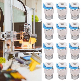 ViaGasaFamido 12Pcs Pneumatic Fitting Push Connector, CR10 M10 Thread 3D Printer Extruder Accessories Connected by Inserting Tube to Connect Bowden Extruders,3D Printer Extrusion Head