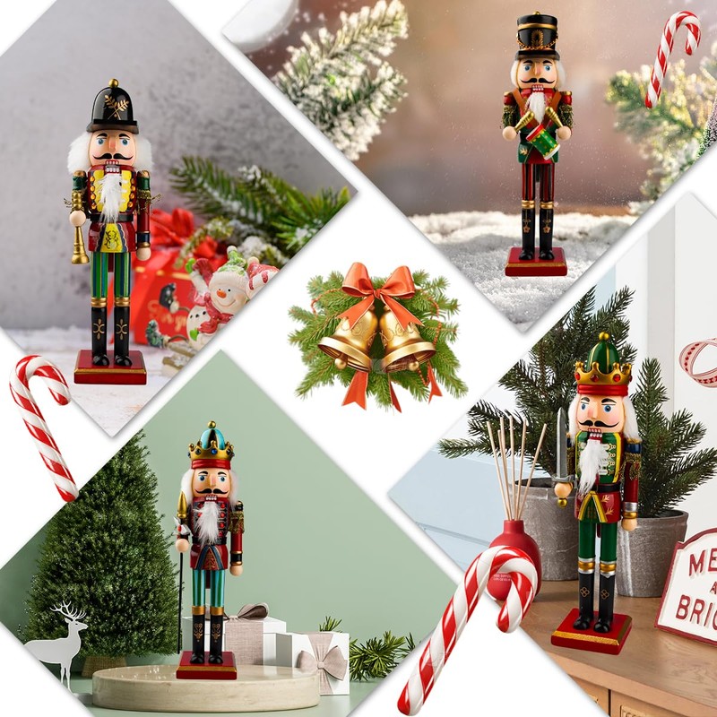Szhhrxi 2024 Nutcracker Figure, 2 Large Wooden Nutcracker Christmas Figures,
