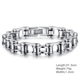 OSTAN Men's Stainless Steel Bracelets Bicycle Chain Biker Motorcycle Chain Link Chain Men's Bracelet Rock Band Bangle, Stainless Steel