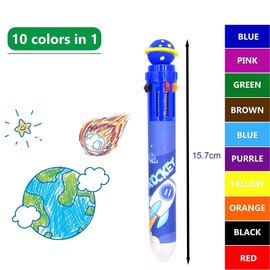 6PCS Multicolor Pens 10 colors in one 0.5mm, Retractable Space Globe Astronaut Multicolour Pens for Kid and Favor pens