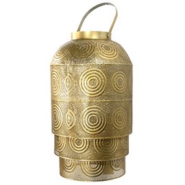 habeig Oriental Metal Lantern, 40 x 34 cm, Arabic Garden Lantern for Outdoors, Indoor as Floor Lantern, Garden Lantern, Hanging or Standing