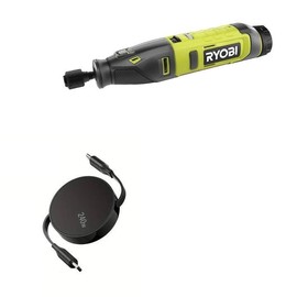 BoxWave Cable Compatible with Ryobi USB Lithium Rotary Tool KIT - PD miniSync (240W), Retractable PD 240W Portable USB Type-C Cable - Jet Black