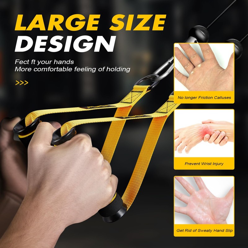 Resistance Band Handle, Heavy Duty Cable Machine Attachment, Strong Nylon