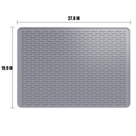 Silicone Glass Stove Top Cover Mat, 28" X 20" Stove Cover Mat for Range & RV Glass Cooktop, Heat Resistant Flat Silicone Protector & Multi-Function Drying/Work Mat for Kitchen Countertops, Grey