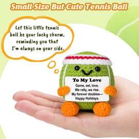 Weming Couple Mini Crochet Tennis Ball Plush with Story Card, Handmade 8–10cm, Game Set Love, Stocking Stuffer, Desk Decor, Sporty Cute, Doubles Partner