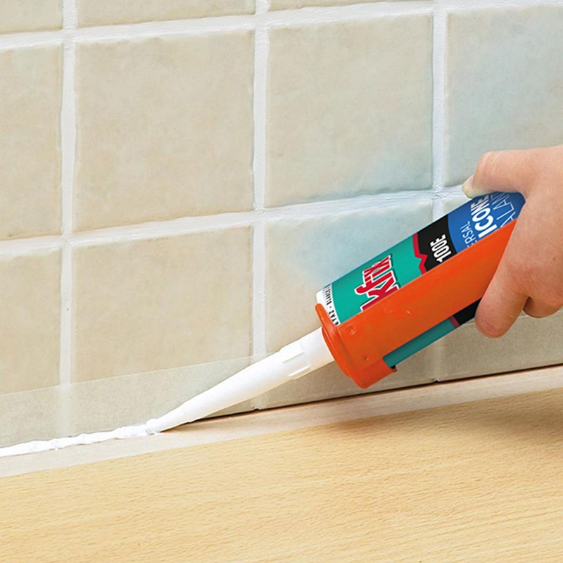 Akfix 100E Silicone Caulk Clear (12x10.1 fl.oz.)- 100% Silicone Sealant