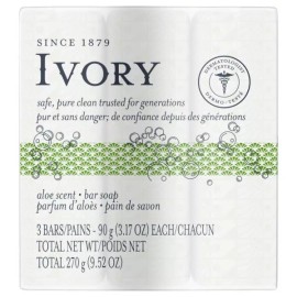Ivory Bar Soap 99.44% Pure Clean & Simple Soft Smooth Skin Aloe Vera Scent 3ct
