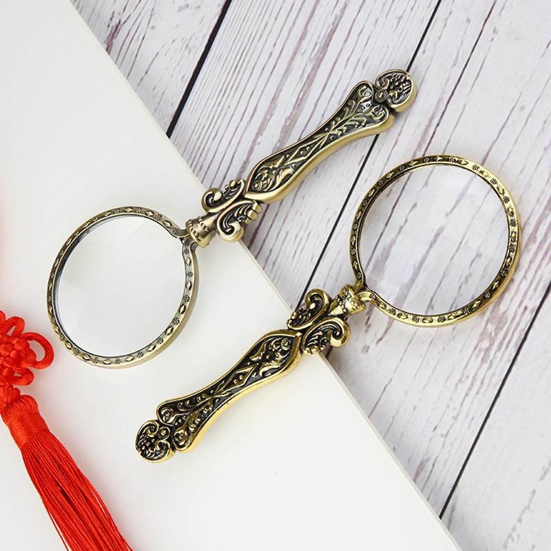 Retro Magnifying Glass Portable 3X Magnification Handheld Magnifier for Science