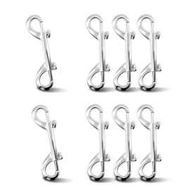 Sissatthai 8Pcs Double Ended Snap Hooks Heavy Duty - 3.5 Inch, Metal Dog Leash Hook Clip Double Sided Carabiner Clips Silver Chain Clip Clasp for Dog Horse Bolt Key Carabiner Outdoor