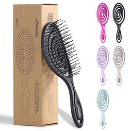 Ninabella Mini Hair Brush without Pulling, Brush for Travel, Detangling Brush for Dry and Wet Hair, Detangler Brush, Extensions Brush, Hair Brush, Black