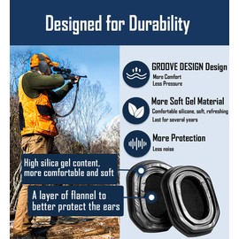 PROHEAR GEP03 Upgraded Gel Ear Pads for Walker's Razor Earmuffs, Comfortable and Soft Replacement Gel Ear Cups with Sealed Bottom Shell