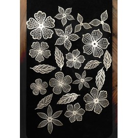 18 Edible Gardenia Shiny White Sugar Lace Flowers and Leaves Mixed-Size