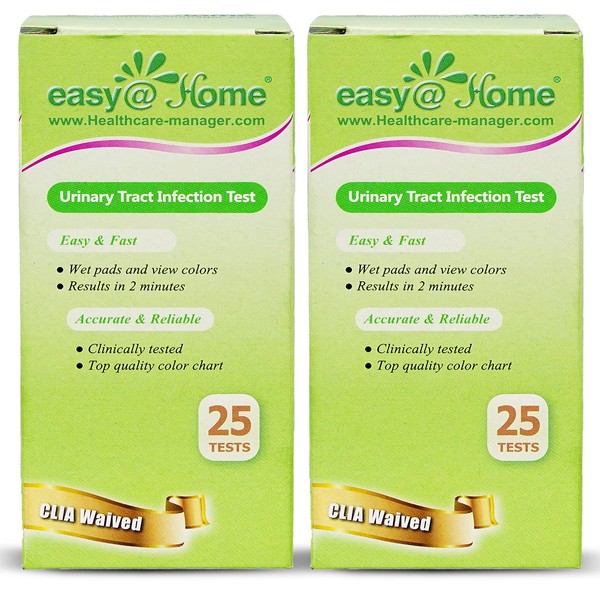 Easy@Home 50 (25Ct/Bottle) Urinary Tract Infection Test Strips, UTI Urine Testing Kit for Urinalysis and Detection of Leukocytes and Nitrites (UTI-50P)