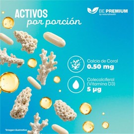 Natural Health Coralcal Suplemento Alimenticio Calcio Coral Vitamina Colecalciferol Frasco 180 Cápsulas Suministro Meses
