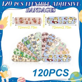 YanBous Pack of 120 Plasters - Waterproof and Breathable, Hypoallergenic, Latex-Free - Various Cute Cartoon Designs, Breathable Bandages Protect Scratches and Cuts