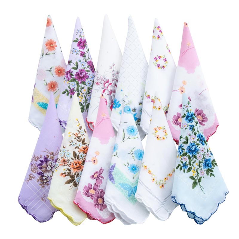 La closure Women's 100% Cotton Handkerchiefs Print Floral Handkerchief Assorted