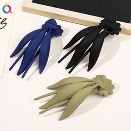 Scrub flower duckbill clip, back head disc hairpin, simple clip hair grab headwear (8 colors) (black)