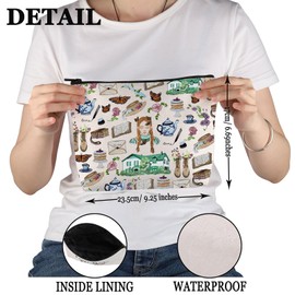 PYOUL Cosmetic Bag for Book Lovers Inspired by Anne S Fans Literary Lover Cosmetic Bag Gift, beige