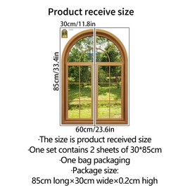 3D Wall Stickers Fake Window Wall Stickers,Arched Garden Scenery View Window Decals Landscape Wall Sticker,Decorative Faux Window for Home Decor（23.6inches x33.4inches）