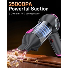 Handheld Car Vacuum Portable Cordless 25000Pa High Power Small Mini Hand Vacuum Cleaner Rechargeable 4-in-1 Compressed Air Duster Blower Pump Wireless Handheld Vac for Car Office Desktop Home Cleaning