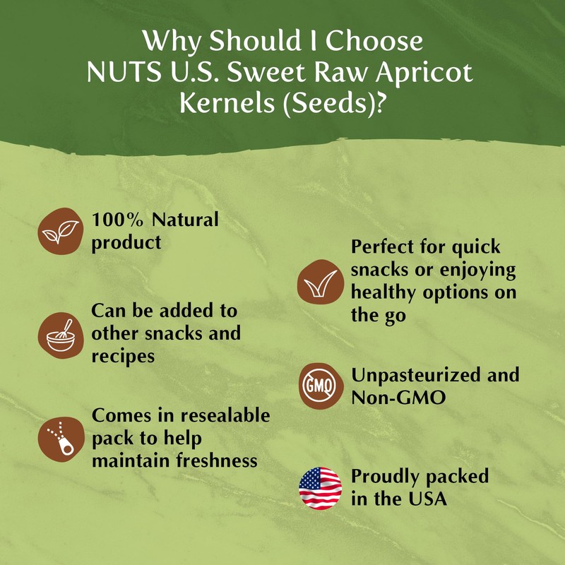 NUTS U.S. - Sweet Raw Apricot Kernels (Seeds) | Unpasteurized