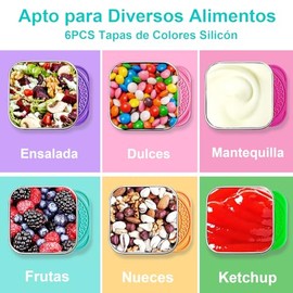 Juego de 6 Recipiente de Aderezo de Ensalada para Llevar, 180ml 6 oz Contenedores Topers para Aderezos Salsas y Dips con Tapa de Silicón y Envase de  