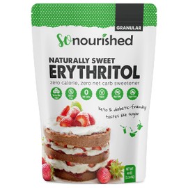 So Nourished Erythritol Sweetener Granular - 1:1 Sugar Substitute, Keto - 0 Calorie, 0 Net Carb, Non-GMO (2.5 lbs / 40 oz)
