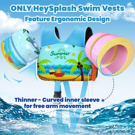 HeySplash Swim Vest for Kids, Toddler Pool Floaties Fit 13-30 Lbs, Baby Arm Floaties with Crotch Strap, Swim Jacket Water Wing Arm Band, Beach Boat Jumper Learn to Swim, S, Blue Green Coconut Grove
