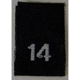 Sean Label 50 PCS BLACK WOVEN SEWING CLOTHING LABELS, SIZE TAGS - SIZE 14 - FOURTEEN