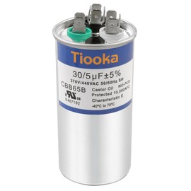 Tiooka 30+5 uF 30/5 MFD ±5% 370V/440VAC Dual Run Round Start A/C Capacitor CBB65B Air Conditioner Capacitors for AC Unit Fan Motor Start or Heat Pump or Condenser Straight Cool