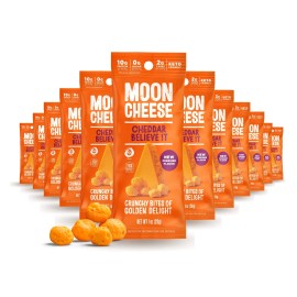 Moon Cheese Crunchy Cheddar Cheese Snacks 12 Pack High Protein Calcium Bites