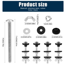 lasuroa 4stk Toilettensitz Schrauben Set, Edelstahl Universelle Passform Toilettentank-Schrauben-Ersatzset mit Gummischeiben und extra Langen Muttern für Eine Sichere Befestigung