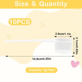 KATIMI 10PCS Washing Powder Scoop, 5g Scoop for Powder, Plastic Protein Scoop with Scale 2g 3g 4g, Transparent Scoops for Powder, Kitchen Cooking Tools for Liquids Powders Seasoning Oil Coffee Tea