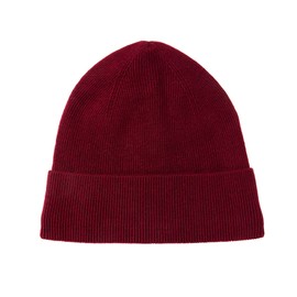 Lallier 100% Merino Wool Beanie for Men and Women, Pure Wool Ribbed Knit Warm Winter Hat with Gift Box (Burgundy)