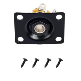 Square Metal 1/4 Inch 6.35mm Jack Plate, Guitar Input Jack for Electric Guitar Bass, Electric Guitar Parts, 1Pack Black