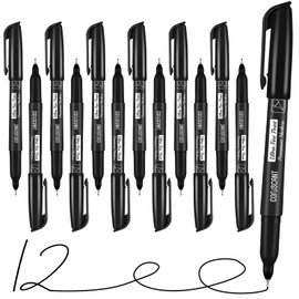 coruscant Ultra Fine Point Permanent Markers, 12 Pack Extra Fine Tip 0.4 mm Black Marker, Quick-Drying, Waterproof, Fade-Resistant, Ideal for Home, Office, School