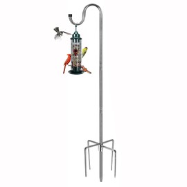 FLY HAWK Bird Feeder Hanger,62 inch for Bird Feeder, 5/8 Inch Width Heavy Duty Adjustable Outdoor Shepherd Hooks with 5-Prong Base for Lanterns Planting Hanger Weddings Decor