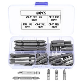 PH Bit Set, 40 Pcs PH1 PH2 PH3 Bits, Phillips Screwdriver Bit Set, Security Bit Set, Impact Driver Bits, Precision Security Bits, CR-V 1/4" Hex Drive Hex Shank Screwdriver Bits PH Bits Set