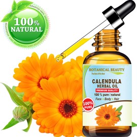 Botanical Beauty CALENDULA HERBAL OIL Calendula Officinalis Marigold Oil 100% Natural for FACE, SKIN, BODY, HAIR, NAILS, Foot Care. 0.5 Fl.oz.- 15 ml