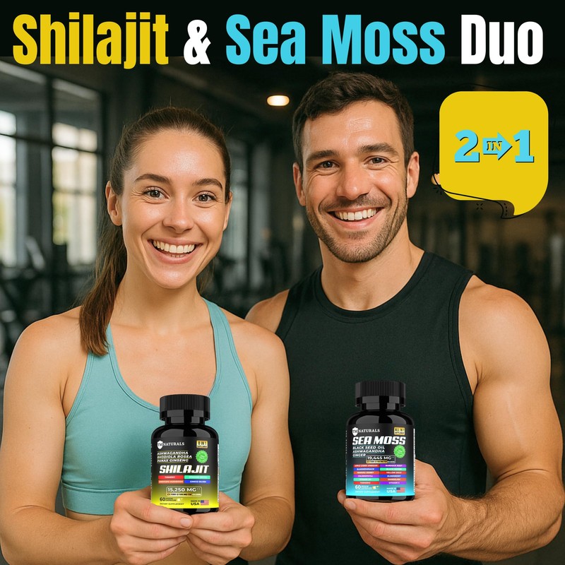 Sea Moss Black Seed Oil Ashwagandha Ginger Capsules,Supplement with Turmeric