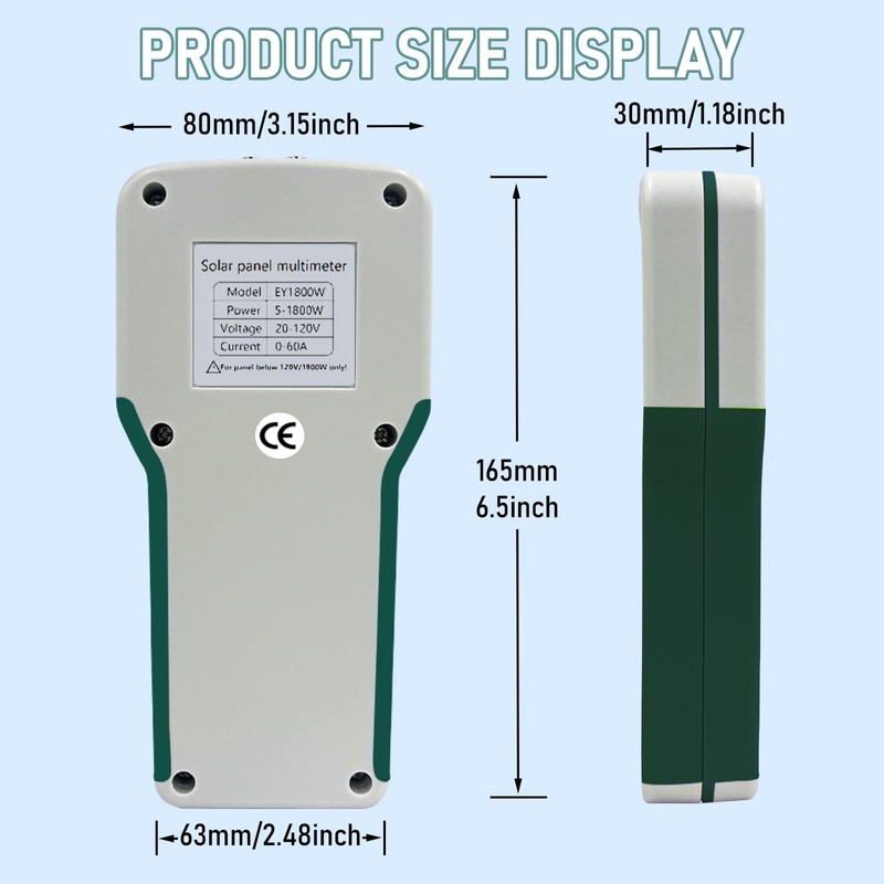 EY-1800W Solar Panel Tester MPPT Photovoltaic Panel Multimeter, Upgraded Measuring