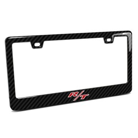 iPick Image for Dodge R/T Logo Black Real 3K Carbon Fiber Finish ABS Plastic License Plate Frame