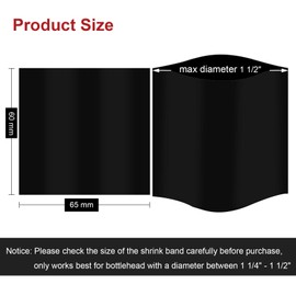 Black Shrink Bands,65x60 mm 200 PCS Black Perforated Heat Shrink Wrap Sealer for Hot Sauce Bottles,Woozy Bottles and Beverage Bottles,Shrink Wrap Bands [Compatible Diameter Range: 1 1/4” – 1 1/2”]