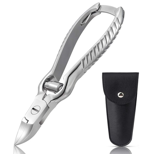BEZOX Heavy Duty Podiatrist Toenail Clippers for Thick and Ingrown Nails, Stainless Steel Toe Nail Clipper, Pordiatry Ingrwon Toenail Tools - Silver